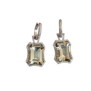 Stunning 925 Sterling Faceted CZ Drop Pierced Earrings (A9475)